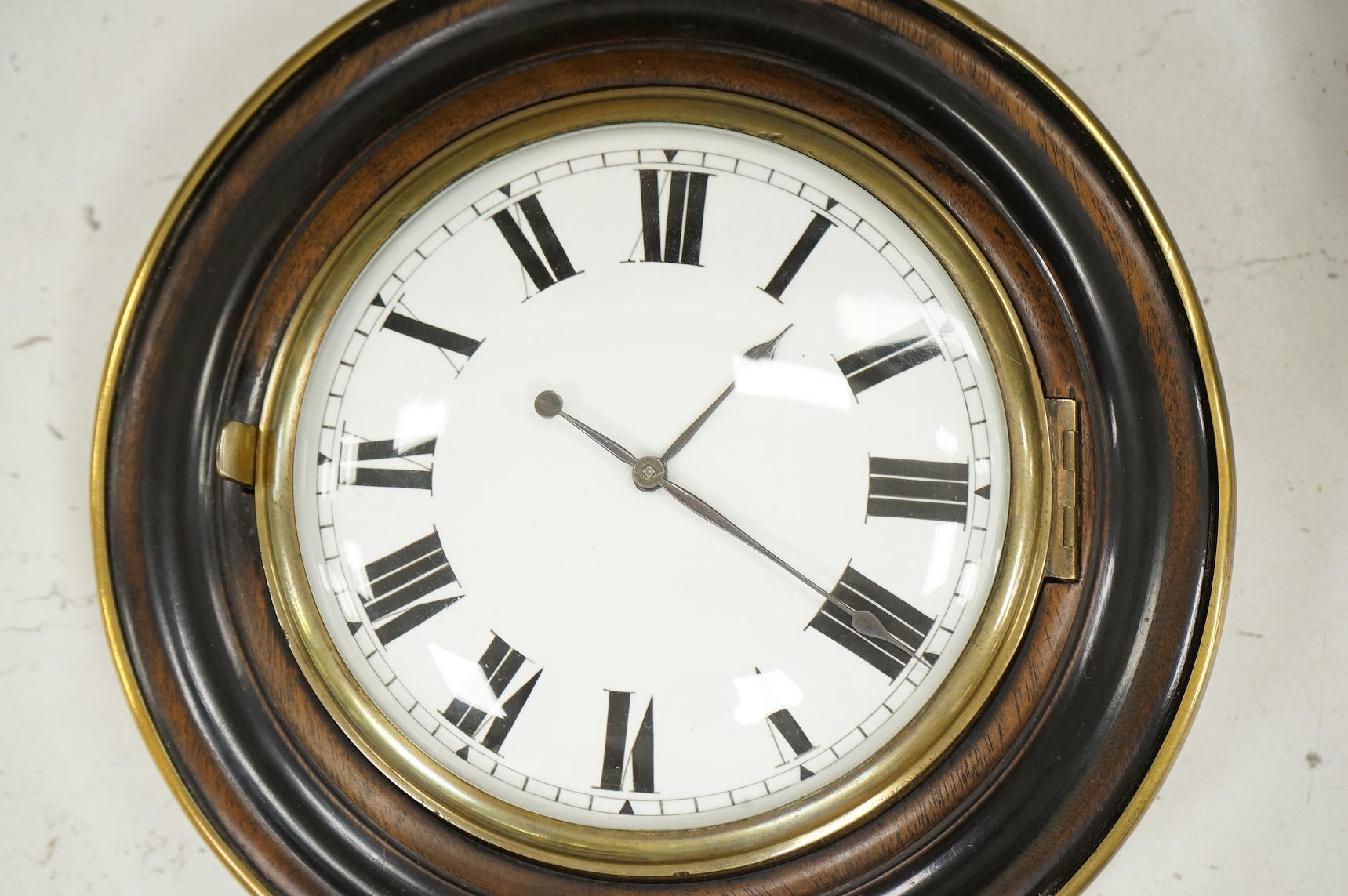 A George III brass-mounted mahogany sedan timepiece, signed David Whitelaw, Edinburgh and numbered 107, 17cm in diameter. Condition - good